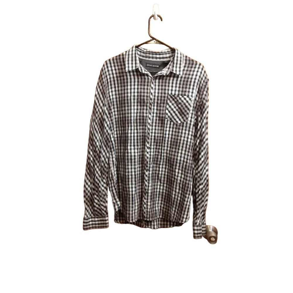 DkNY Mens Blocked Stripe Button Down Shirt